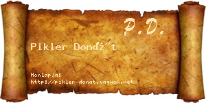 Pikler Donát névjegykártya